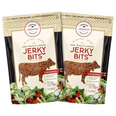 Aufschnitt Jerky Bits Bites, Healthy Snacks Made of Beef and Chicken, High Protein - Kosher, and Keto Friendly (2 Pack, Original Flavor)