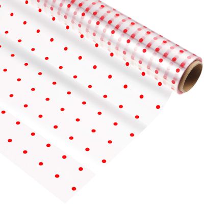 jojofuny 100 Clear Cellophane Wrap Roll with Red | 31.5 in. x 100 .| 3 Mil Thick Crystal Cellophane Roll|, Baskets, Treats, Cello Wrapping Paper