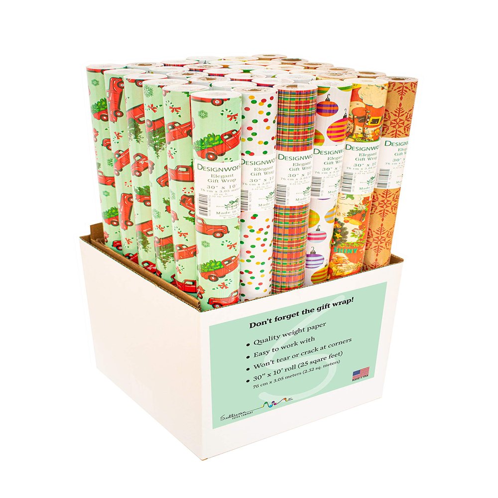 Designworks Wrapping Paper Classic Christmas Collection, 36 Rolls - 30 inches x 10 feet per Roll