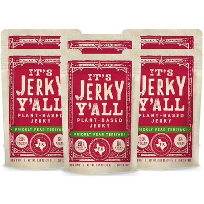 It's Jerky Y'all Plant Based Jerky TERIYAKI | Beyond Tender and Tasty Vegan Snacks | Non-GMO, Gluten Free, Vegetarian (6 Pack)