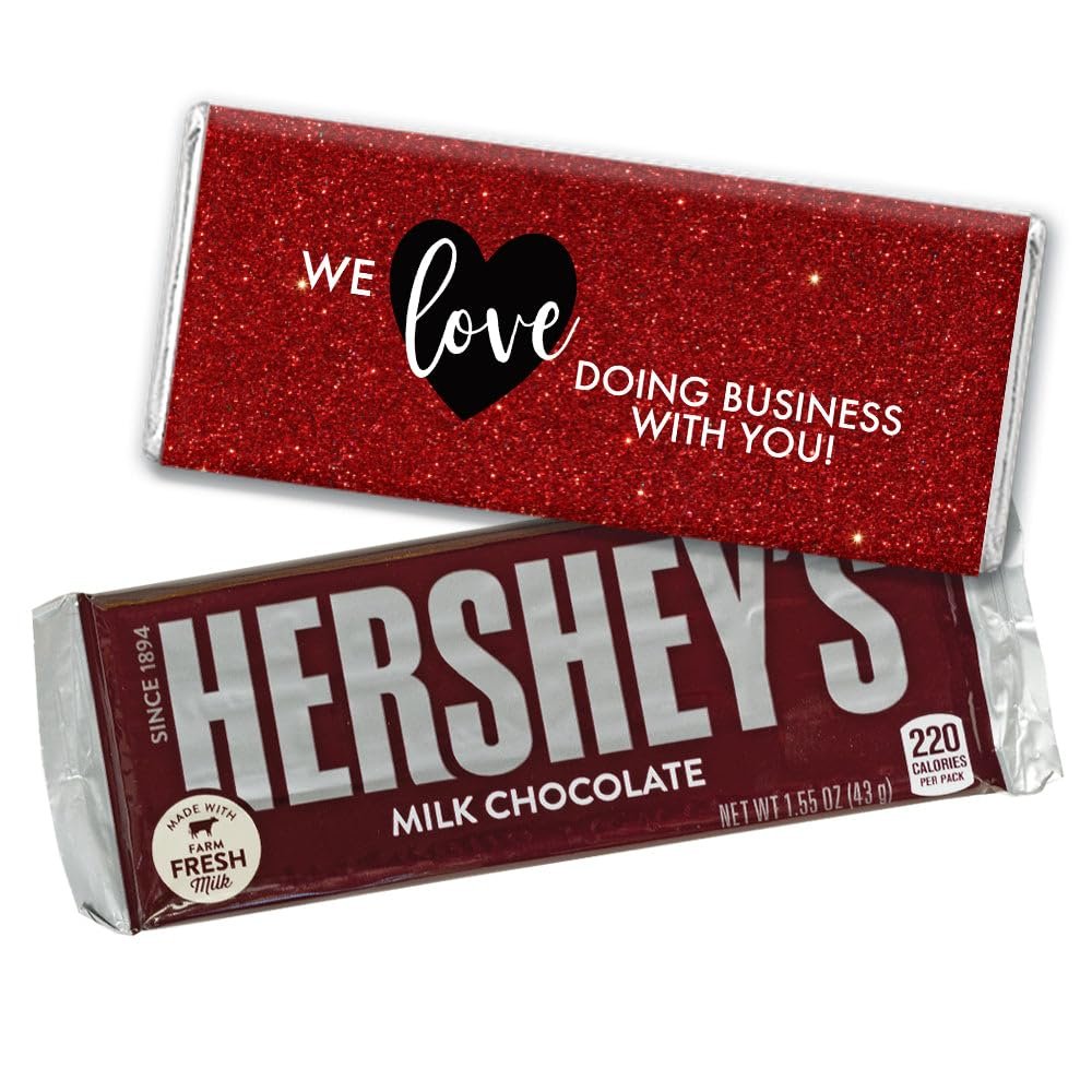 12ct Valentine's Day Candy Personalized Chocolate Bars (12 Pack) - Coporate Logo Candy Thank You