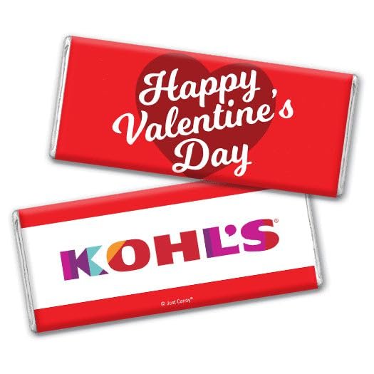 12ct Valentine's Candy Personalized Chocolate Bars (12 Pack) - Promotional Add Your Logo Candy Thank You