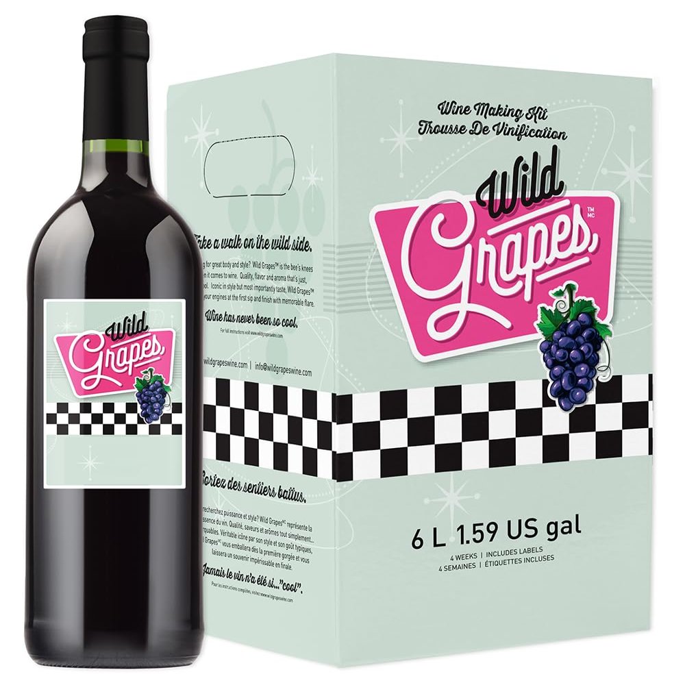 Wild Grapes Premium DIY Wine Making Kits - Shiraz Style - Makes Up to 30 x 750mL Bottles, 6 Gallons of Wine