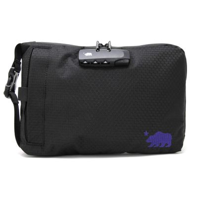 Cali Crusher Combo Pouch (10in x 7in) | Cushioned Protective Padding | 100% Smell Proof w/Combination Lock | Side Release Buckle Strap (Black/Purple)