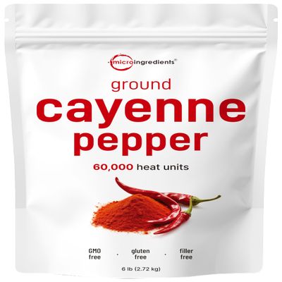 Ground Cayenne Pepper Powder, 6lbs (60,000 SHU Heat) | Premium Source for Spice & Seasoning | Garden Protection from Wildlife | Additive Free, Non-GMO, Bulk Supply