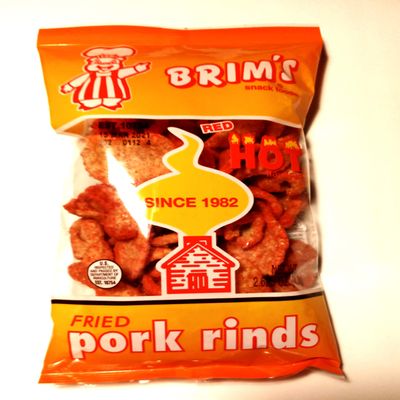 Brim's Red Hot Flavored Fried Pork Rinds (2 Pack) 2.6 oz bag each