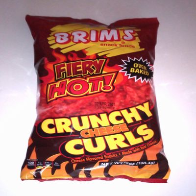 Brim's Fiery Hot Crunchy Cheese Curls (1 Bag) 7 oz