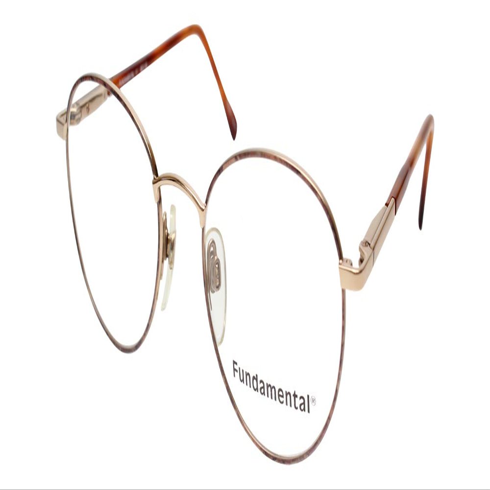 Calabria Designer Round Blue Light Filter Reading Glasses Fundamental Gold 52mm +4.00