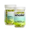 wholier Plant Based Multivitamin Vegan Omega-3 DHA EPA, Vitamin D, B12, Zinc, Vitamin K2, Iron, Iodine, Selenium. 60 Count (30-Day Supply) Glass Bottle view 1