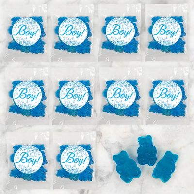 12ct Baby Shower Favors It's a Boy Candy Bags (12 Pack) Blue Raspberry Gummi Bears
