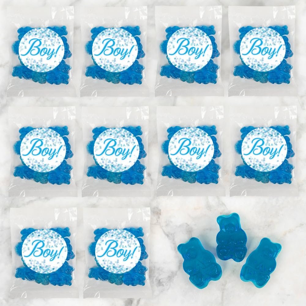 12ct Baby Shower Favors It's a Boy Candy Bags (12 Pack) Blue Raspberry Gummi Bears