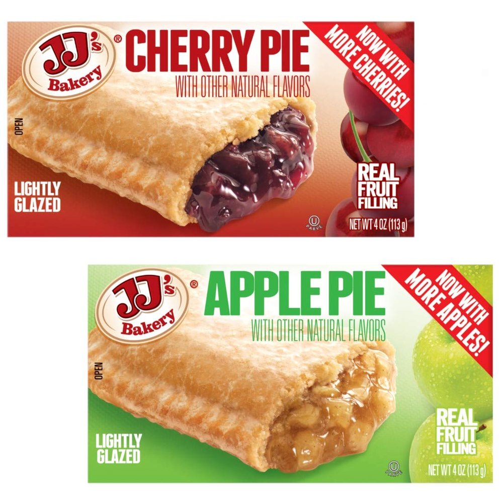 JJ's Bakery Apple & Cherry Pie Variety Snack Pies, Individual Dessert, Fresh-Baked, Nut-Free, Kosher Parve, 4 Oz Each (Pack of 12)