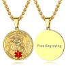 Supcare Engraved Necklace for Men Customize Necklace Personalize Jewelry for Men St Michael Pendant Medical Id Necklace Gold view 1