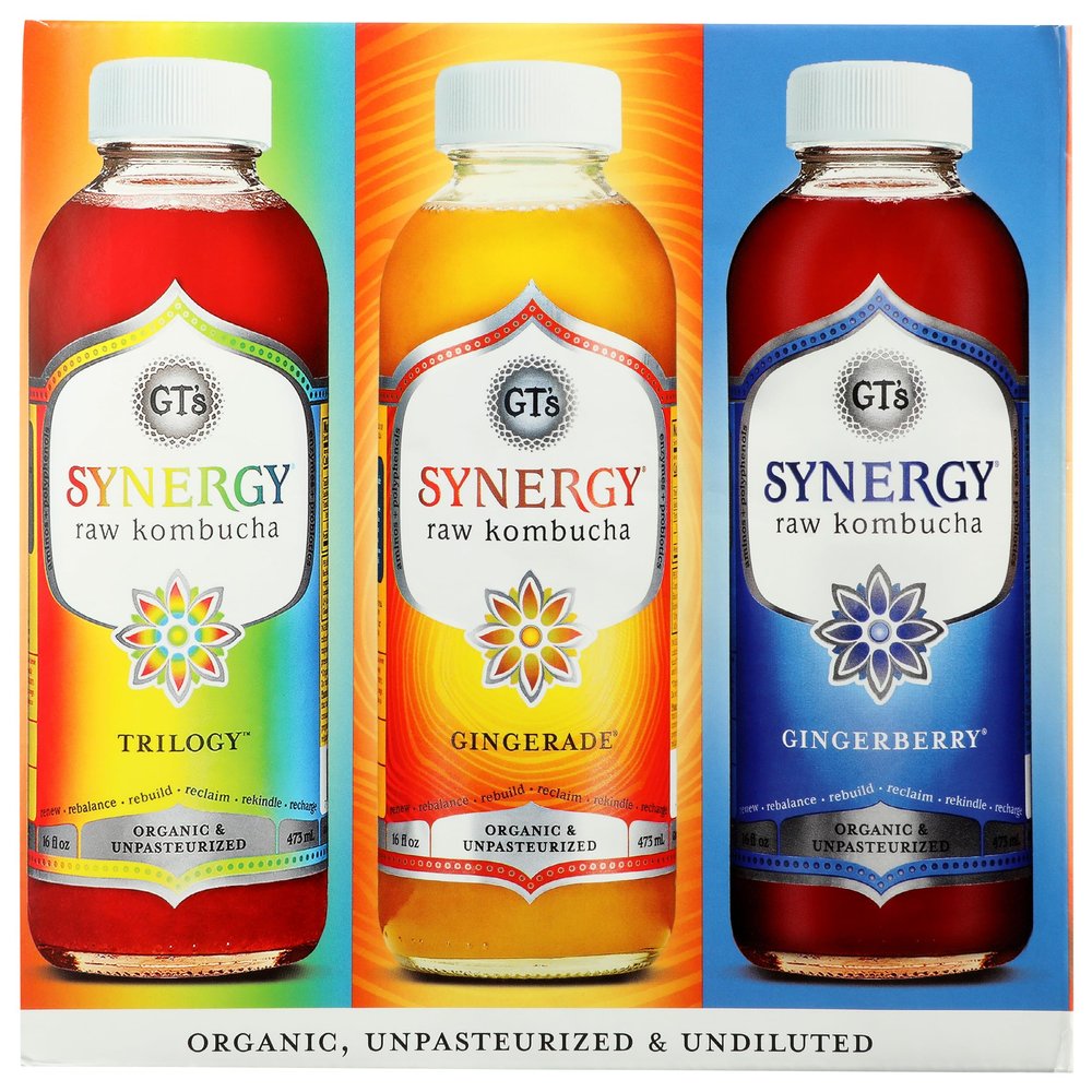GTS LIVING FOODS Organic Synergy Kombucha Variety 6 Pack, 16 FZ