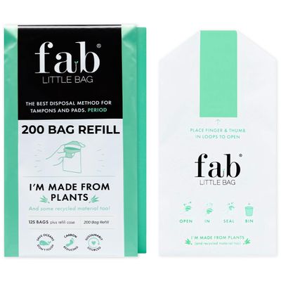 Fab Little Bag Sanitary Waste Bags - Pack of 200 Dispenser Bags (Dispenser Sold Separately) - Prevents Odours, No Mess, Eco Friendly