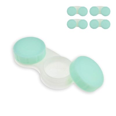 HAHIYO Contact Lens Case Box Holder Diameter 25mm Durable Leakproof Light Convenient Left/Right Eyes Contact Lens Container Soak Storage Kit for Storing Small Items Travel Light Green 5 Pack