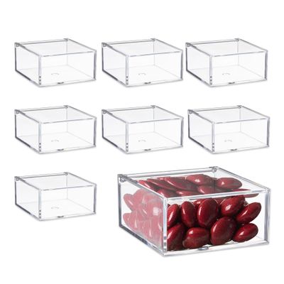 Hammont Clear Acrylic Boxes - 36 Packs of 8-2.36''x2.36''x1.18'' - Small Lucite Boxes for Gifts, Weddings, Party Favors, Treats, Candies & Accessories, Plastic Storage Boxes (288 Pieces)