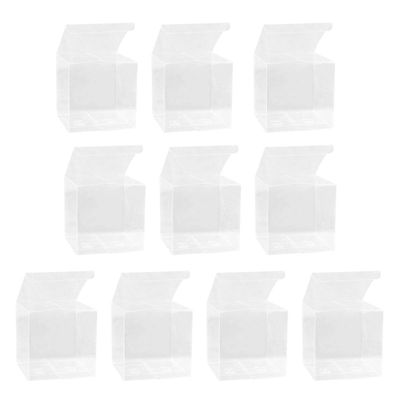 50Pcs Clear Favor Boxes PVC Plastic Packing Box Transparent Box Macaron Candy Cube Boxes for Wedding Party (5x5x5cm)