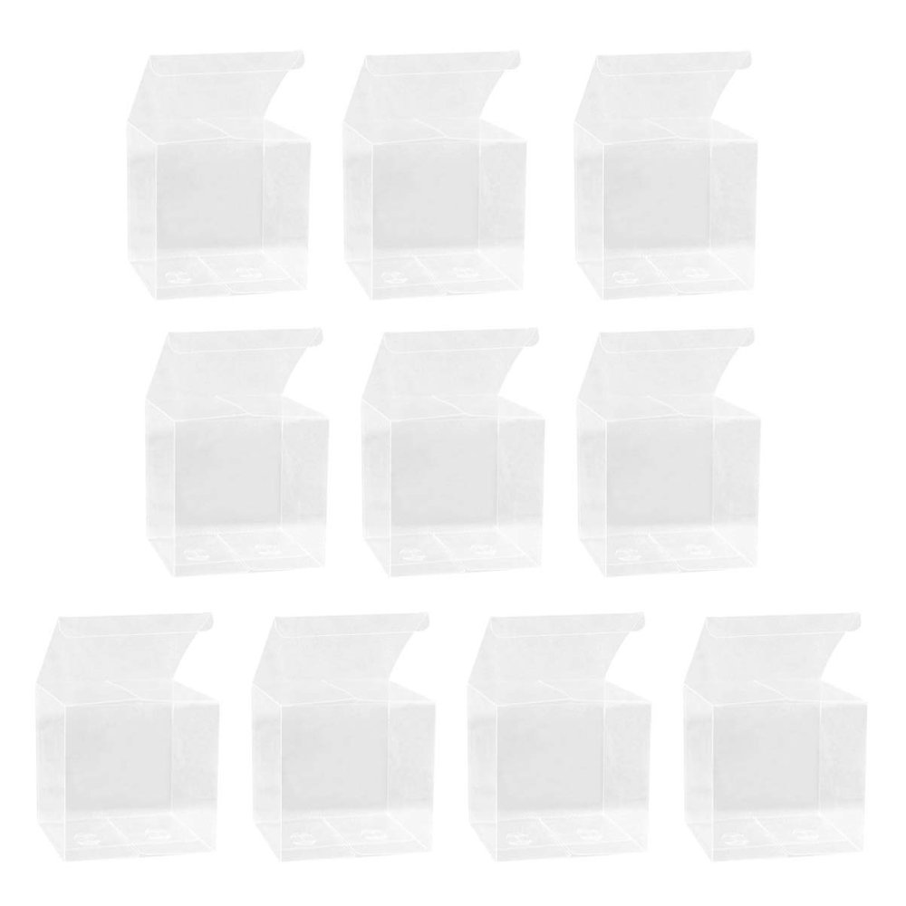 50Pcs Clear Favor Boxes PVC Plastic Packing Box Transparent Box Macaron Candy Cube Boxes for Wedding Party (5x5x5cm)