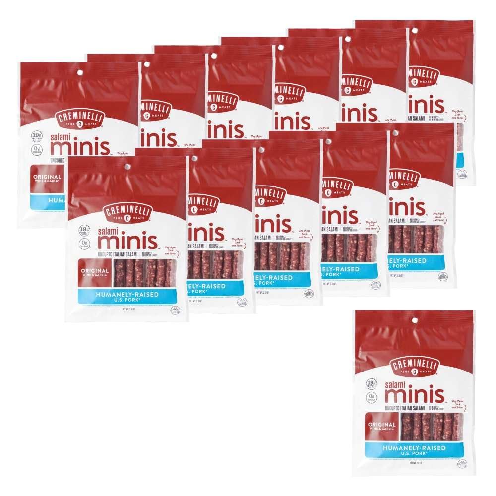 Creminelli Fine Meats Salami Minis Original Wine and Garlic Uncured Italian Salami, 2.6 Ounce -- 12 per case.