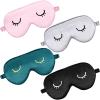 4 Pieces Sleep Eye Masks Silk Sleep Eye Cover Cute Lightweight Adjustable Eyeshade Masks Satin Night Eyeshade Covers for Women Men Travel Nap view 1