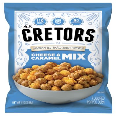 G.H. Cretors Cheese & Caramel Mix Flavor Popcorn King Size Single Serving Bags (6 Pack - 4.5 Oz Each)