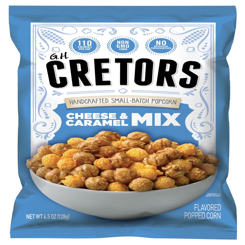 G.H. Cretors Cheese & Caramel Mix Flavor Popcorn King Size Single Serving Bags (6 Pack - 4.5 Oz Each)