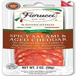 Fiorucci Spicy Salami with Aged Cheddar, 2 Ounce - 12 per case.