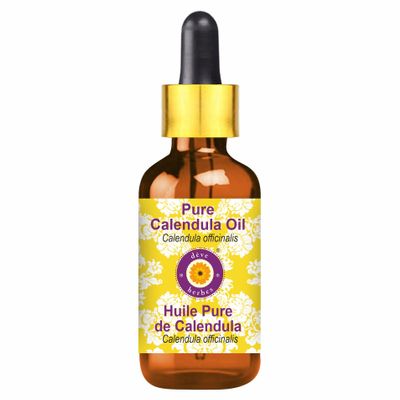 dve herbes Calendula Oil (Calendula officinalis) with Glass Dropper | Infused | Pure | Non-Sticky | Lightweight | for Facial Care | Men & Women | 50ml (1.69 oz)