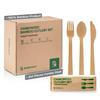 100% Bamboo Utensils - Carbonized Disposable Cutlery Biodegradable and Sanitized - Heavy Duty & Fully Functional (Variety Pack - 360 Pieces) view 1