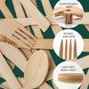 100% Bamboo Utensils - Carbonized Disposable Cutlery Biodegradable and Sanitized - Heavy Duty & Fully Functional (Variety Pack - 360 Pieces) view 3