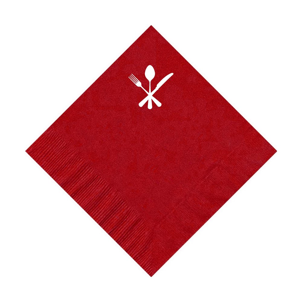 100 2-Ply Cocktail Personalized Napkins with Cutlery Logo