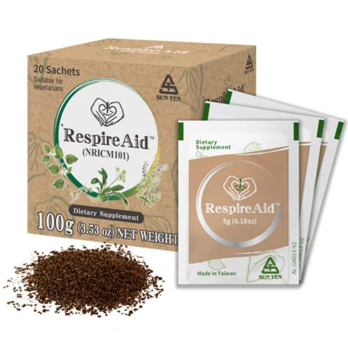 Sun Ten RespireAid All-Natural Lung Cleanse & Detox. Contains Natural Herbal Properties to Support Healthy Lung Function & Breathing. 100g (20 sachets); 5g per Sachet