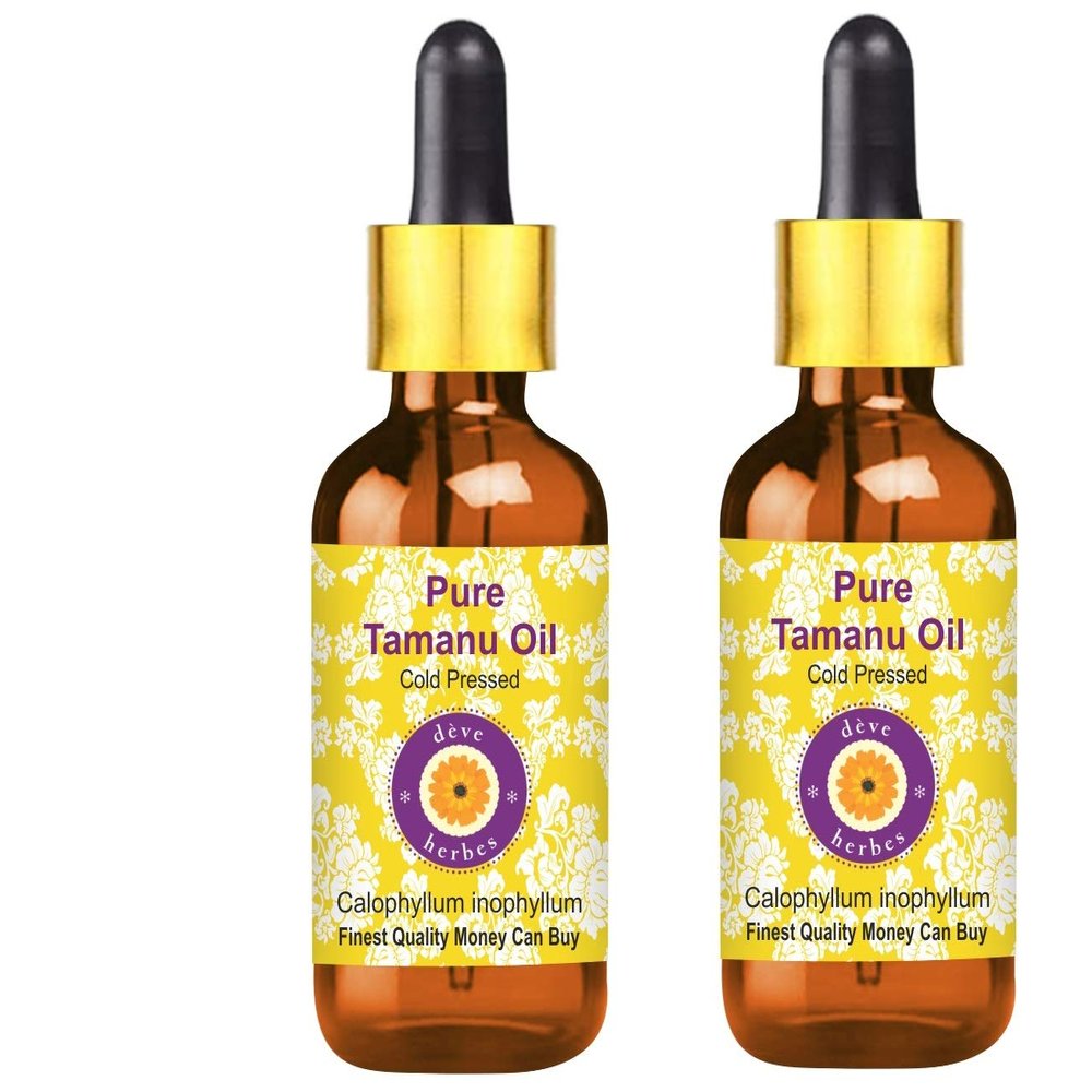 dve herbes Pure Tamanu Oil (Calophyllum inophyllum) with Glass Dropper Cold Pressed (Pack of Two) 100ml X 2 (6.76 oz)