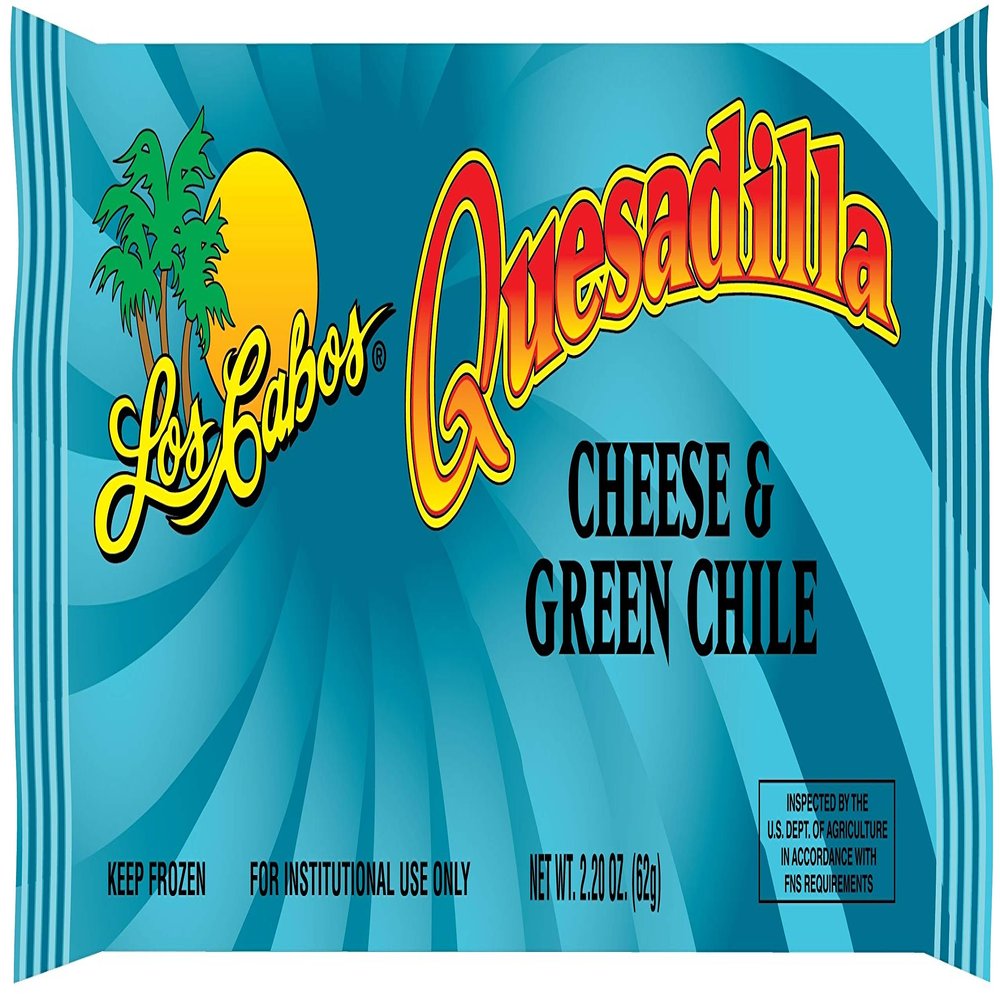 Los Cabos Cheese and Green Chile Quesadilla, 2.2 Ounce -- 60 per case.
