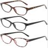 3 Pairs Man Women Cat Eye Reading Glasses Light Weight Spring Hinged Retro Readers Classic Fashion (3 Pairs - One Each, 2.00) view 3