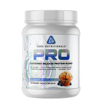 Core Nutritionals Pro Sustained Release Protein Blend, Digestive Enzyme Blend, 25G Protein, 2G Carb, 28 Servings (Blueberry Muffin)