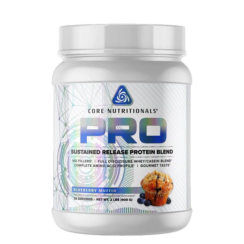 Core Nutritionals Pro Sustained Release Protein Blend, Digestive Enzyme Blend, 25G Protein, 2G Carb, 28 Servings (Blueberry Muffin)