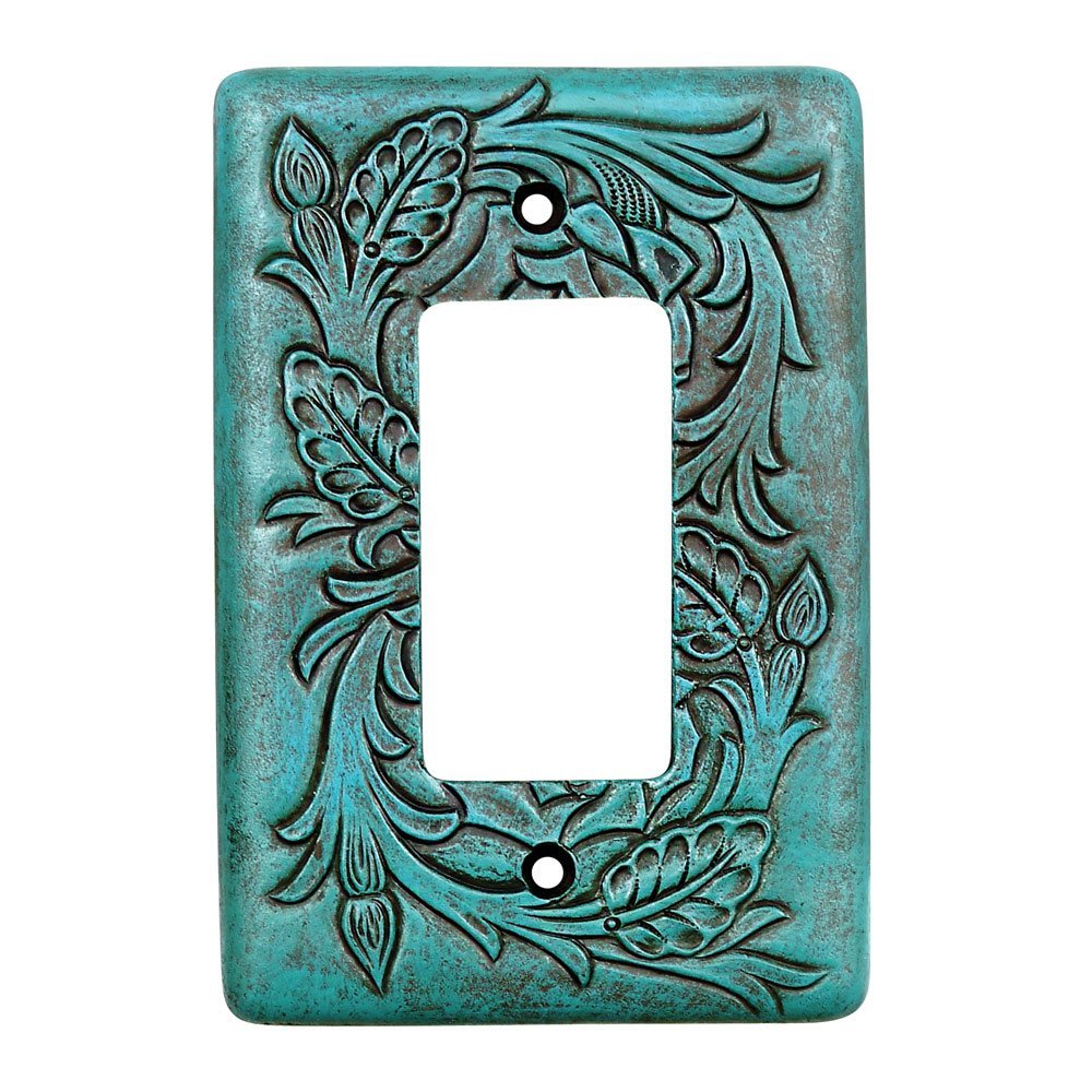 BLACK FOREST DECOR Tooled Leather Single Rocker Cover 3 1/2"Wx1/2"Dx5 1/4"H
