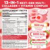 2Pack Sugar-Free Hydrolyzed Collagen Peptide Filled Gummies for Women & Men, with 1500mg Protein Type I,II,III,V,X, 5000mcg Biotin Vitamin C A E D3 B6 B12 for Immune Digestion Skin Hair Nails, Bone view 2