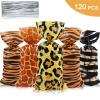 120 Pieces Jungle Animal Treat Bags, Wild Giraffe Cheetah Zebra Tiger Print Cellophane Plastic Candy Bags with 100 Silver Twist Ties for Jungle Safari Zoo Birthday Party Supplies view 3