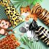 120 Pieces Jungle Animal Treat Bags, Wild Giraffe Cheetah Zebra Tiger Print Cellophane Plastic Candy Bags with 100 Silver Twist Ties for Jungle Safari Zoo Birthday Party Supplies view 4