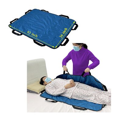 NEPPT Positioning Bed Pad Patient Transfer Sheet with Handles Draw Sheets Incontinence Stroke Bedridden Transfer Blanket Hospital Bed Pads for Lifting, Turning, Sitting Up, Washable 43" X 36" (Blue)