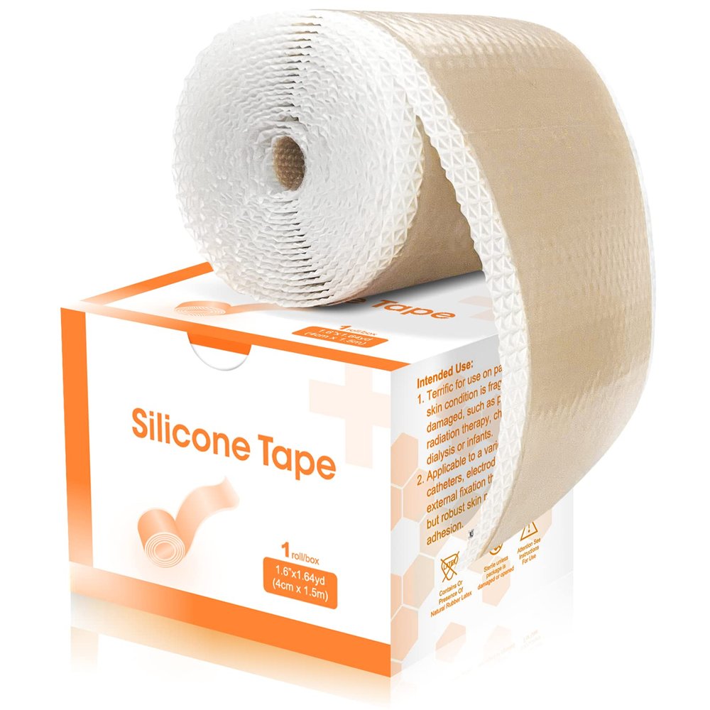 Carbou Silicone Scar Sheets (1.6"x 60"Roll) Medical Silicone Scar Tape Roll,Easy-Tear Soft Silicone Tape for Scars Removal,Reusable Painless Silicone Sheets for Surgery Scars, C-section, Burn, Keloid