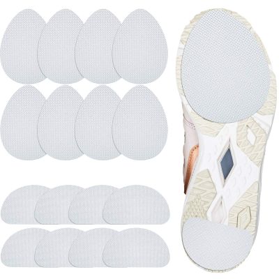 16 Pieces Non Skid Shoe Pads Self Adhesive Anti Slip Shoe Grips Noise Reduction Cushion Anti Shedding Rubber Sole Protector (White, Simple Style)