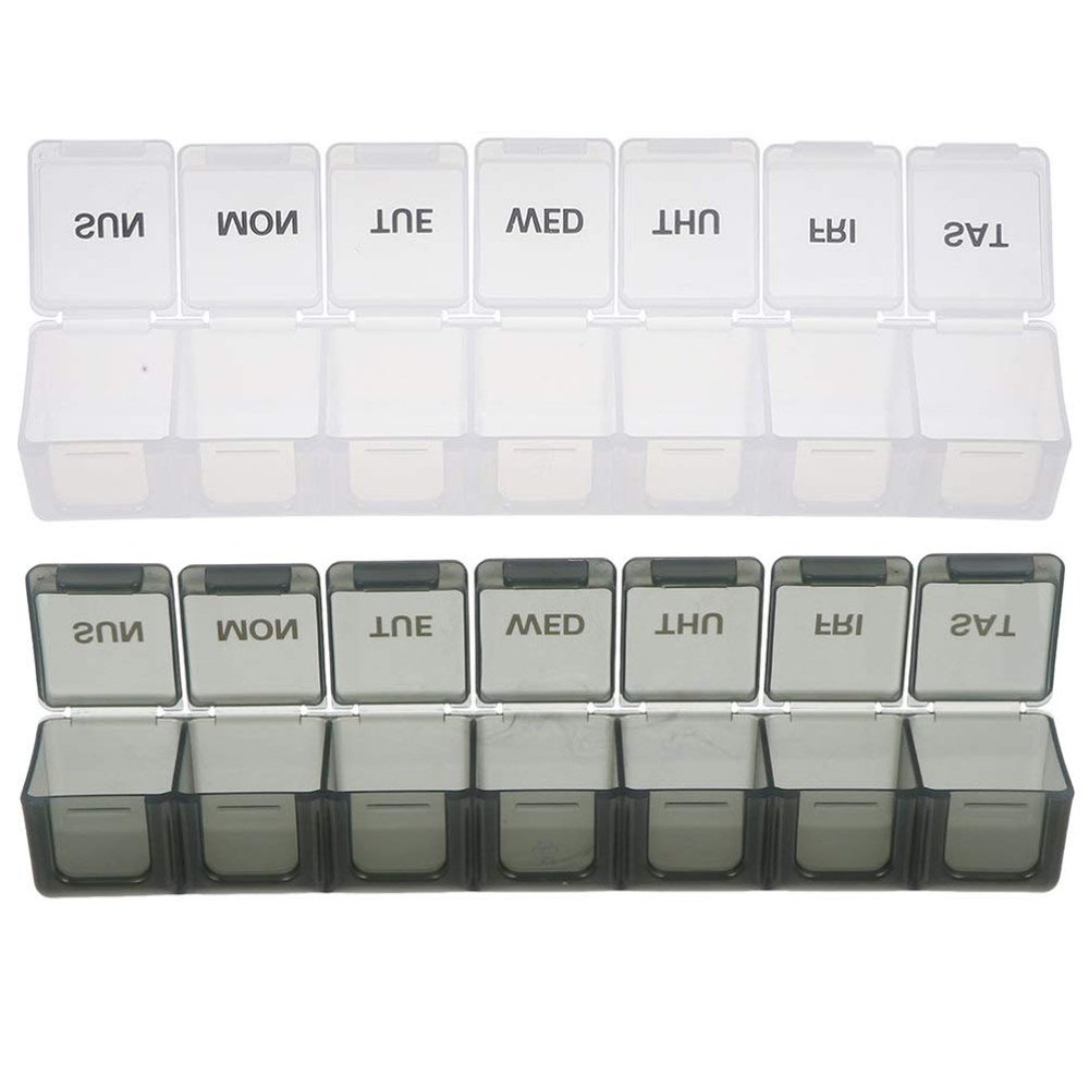 2pcs Portable Day Medicine Organizer Multi-Compartment Storage Case Slim Design for and Medications for Travel and Daily Use