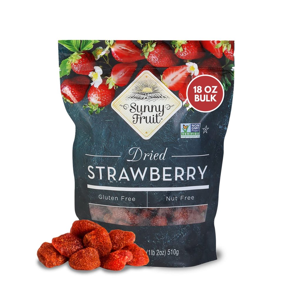 Sunny Fruit Soft-Dried Strawberries, 18 Ounce Bulk Bag | Dried Fruit with Added Sugar | Great Berries for Baking, Snacking, Smoothies, Charcuterie | NON-GMO, GLUTEN-FREE, NUT-FREE, KOSHER