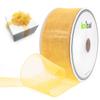 Knitial Gold Organza Ribbon 1-1/2" x 50 Yard Sheer Ribbon for Gift Wrapping Hair Bows, Decorations, Flower Arranging view 1