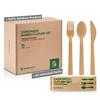 100% Bamboo Utensils - Carbonized Disposable Cutlery Biodegradable and Sanitized - Heavy Duty & Fully Functional (Traveler Set - 150 Pieces (50 Sets)) view 1