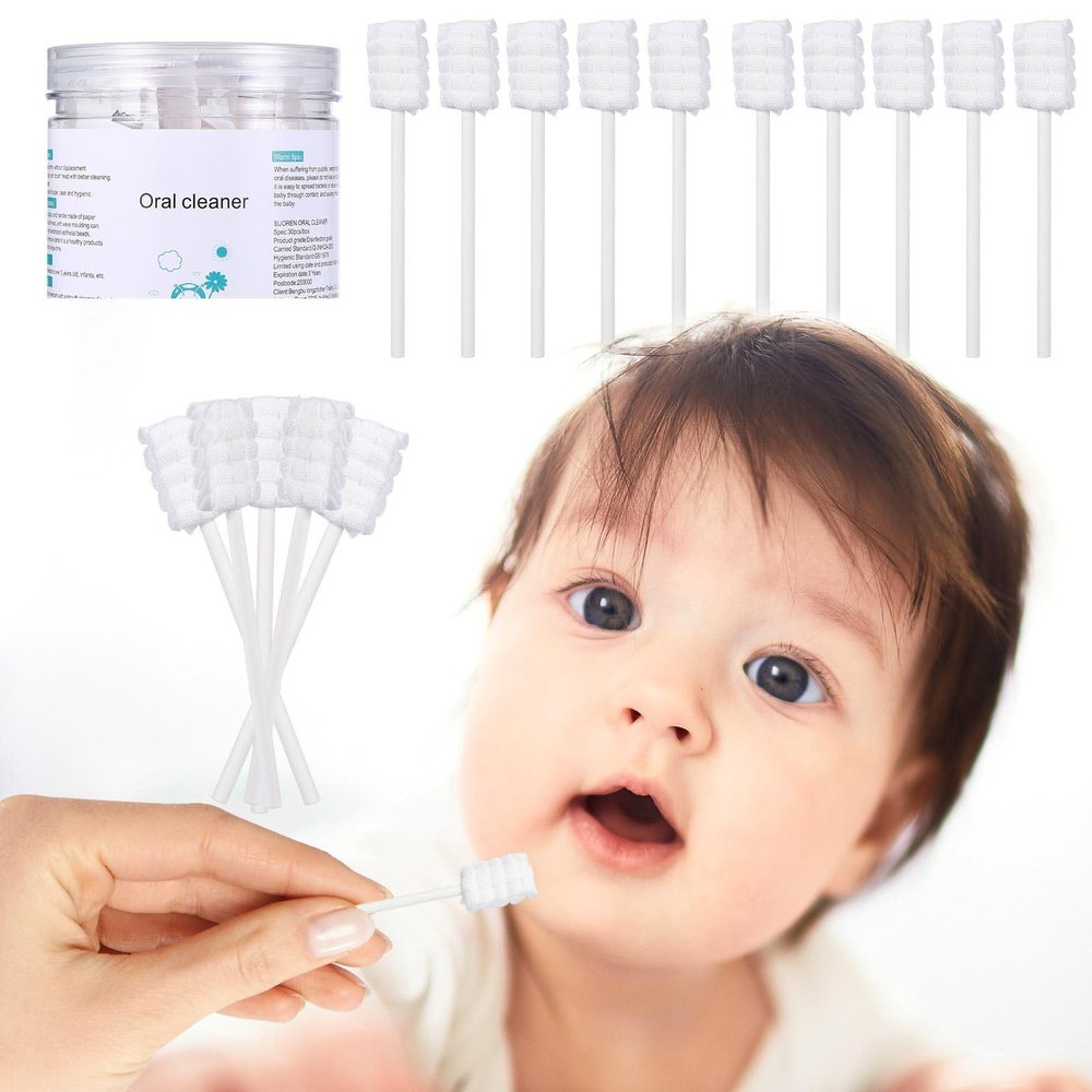 HEALLILY Baby Tongue Cleaner and Infant Toothbrush Soft Oral Cleaning Tool for Newborn and Toddler Mouth Care Disposable Pack of 30